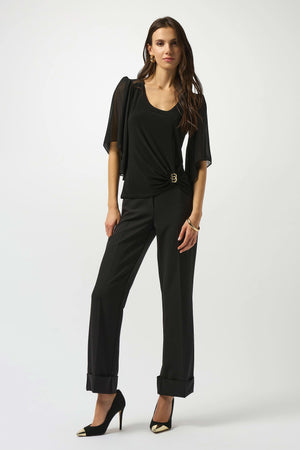 joseph ribkoff chiffon sleeve top in black