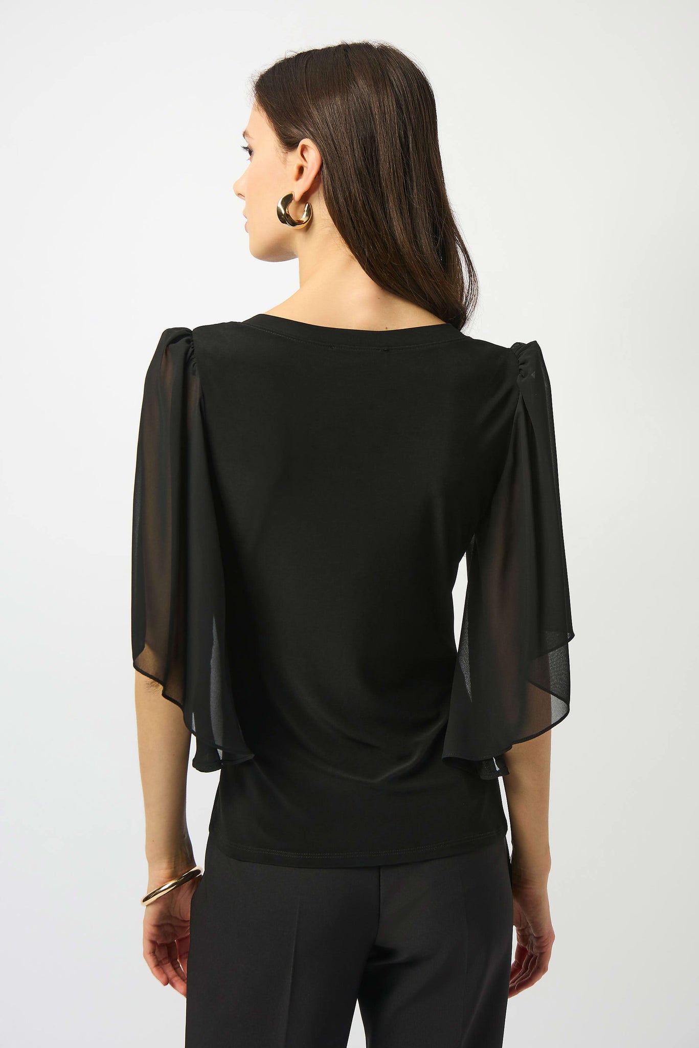joseph ribkoff chiffon sleeve top in black