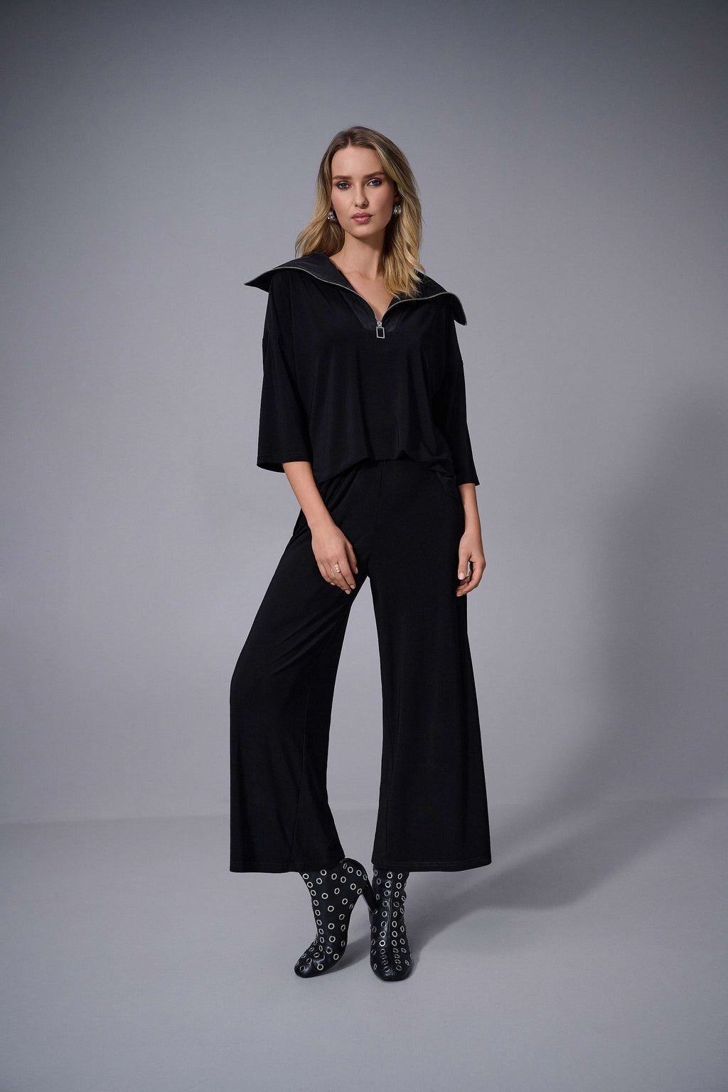 joseph ribkoff culotte jumpsuit in black