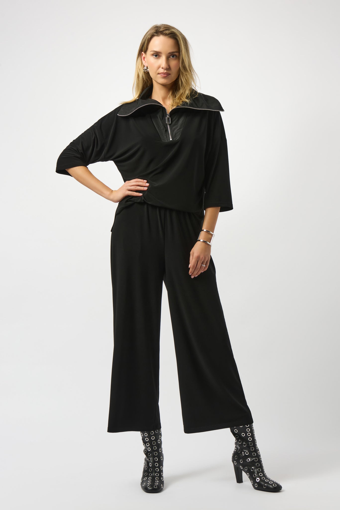 joseph ribkoff culotte jumpsuit in black