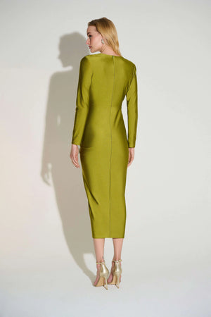 joseph ribkoff draped style dress in olive green