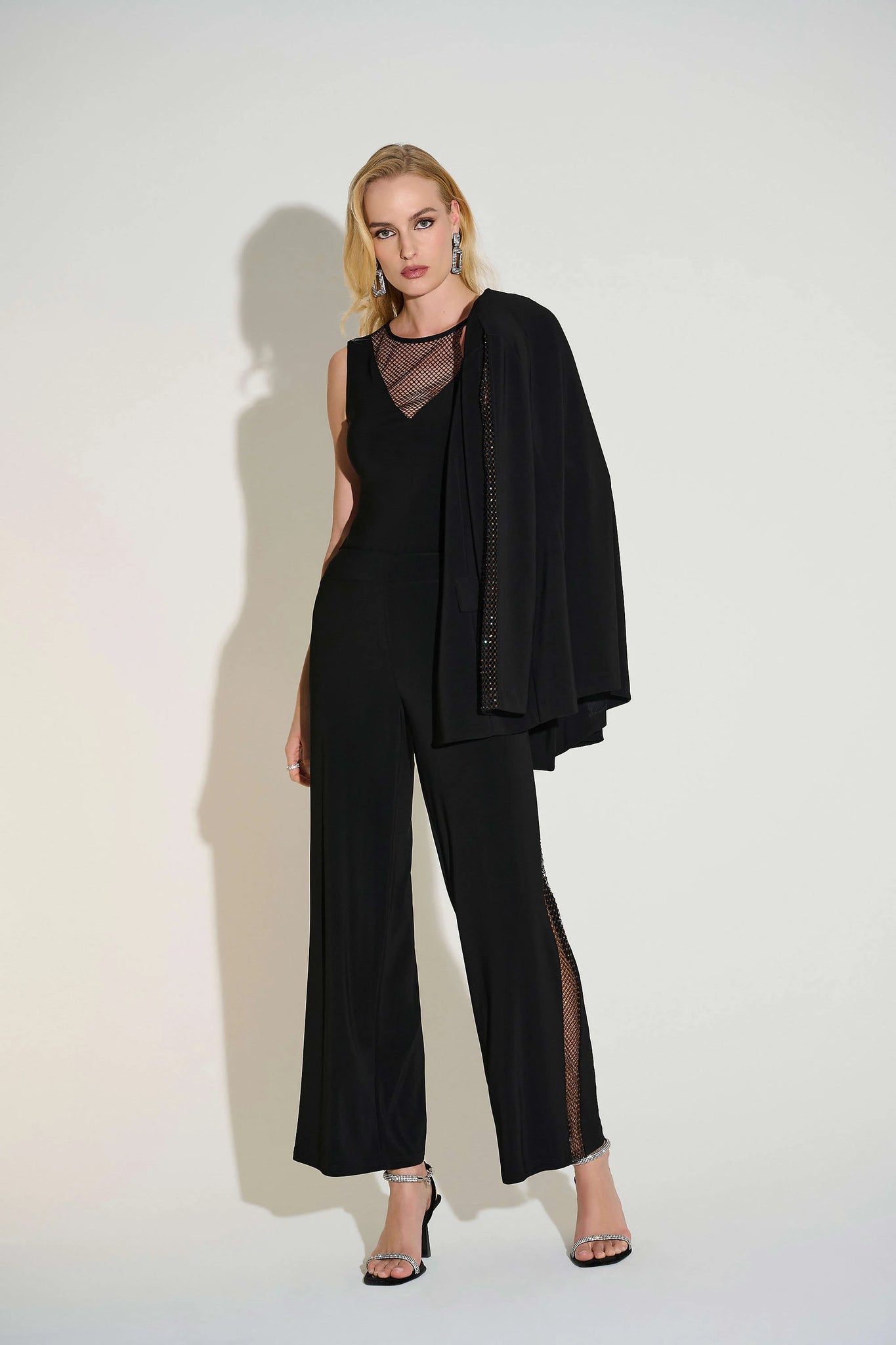 joseph ribkoff sparkle fishnet trousers in black