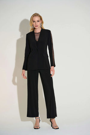 joseph ribkoff sparkle fishnet blazer in black