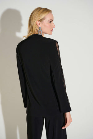 joseph ribkoff sparkle fishnet blazer in black