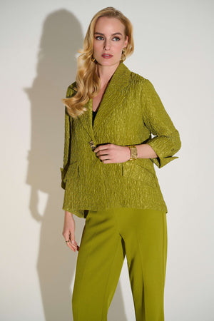 joseph ribkoff textured jacquard jacket in olive green