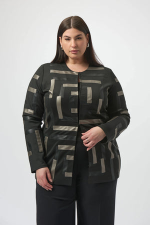 joseph ribkoff metallic patch style jacket in black