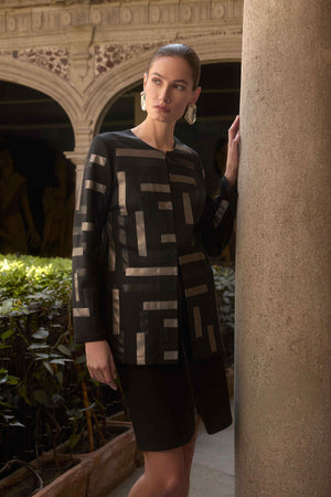 joseph ribkoff metallic patch style jacket in black