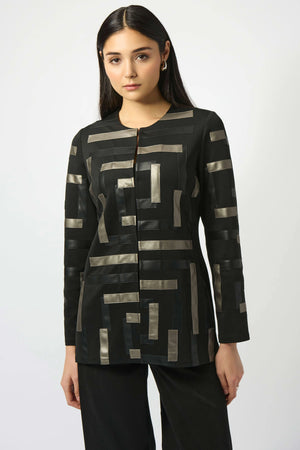 joseph ribkoff metallic patch style jacket in black