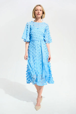 green emerald velvet dress joseph ribkoff 3d floral dress in sky blue – Lisa Baker Boutiques