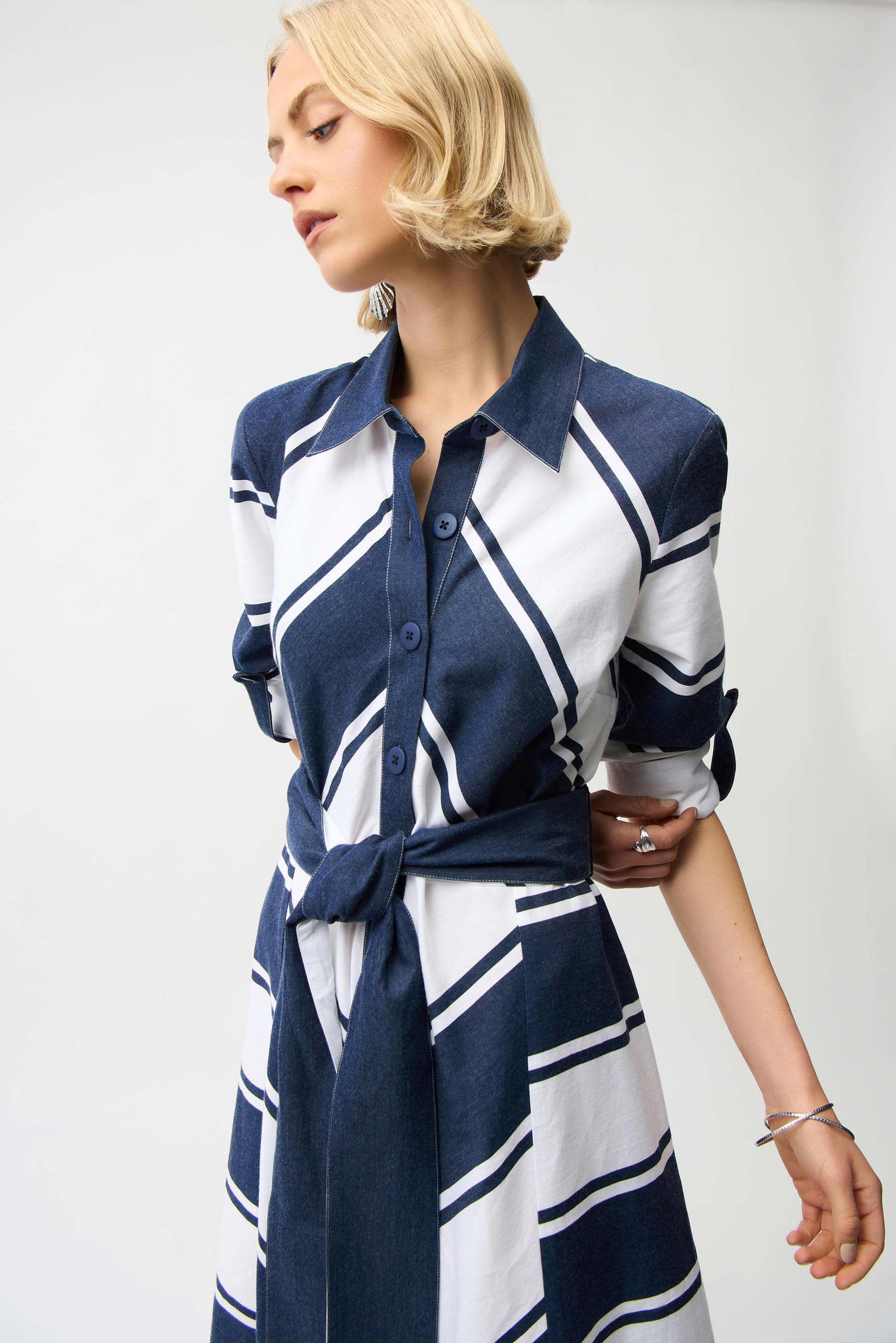 joseph shirt dress Joseph Ribkoff Vanilla/Multi Geometric Print Midi Shirt Dress 243221 AfterRetail