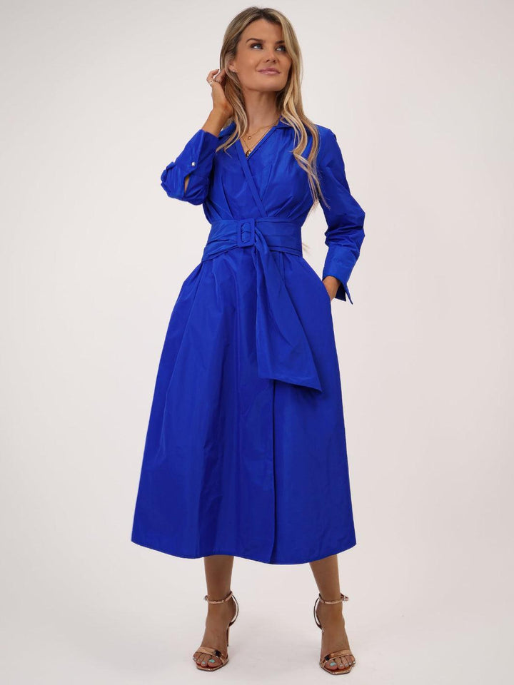 kate & pippa penelope taffeta dress in blue