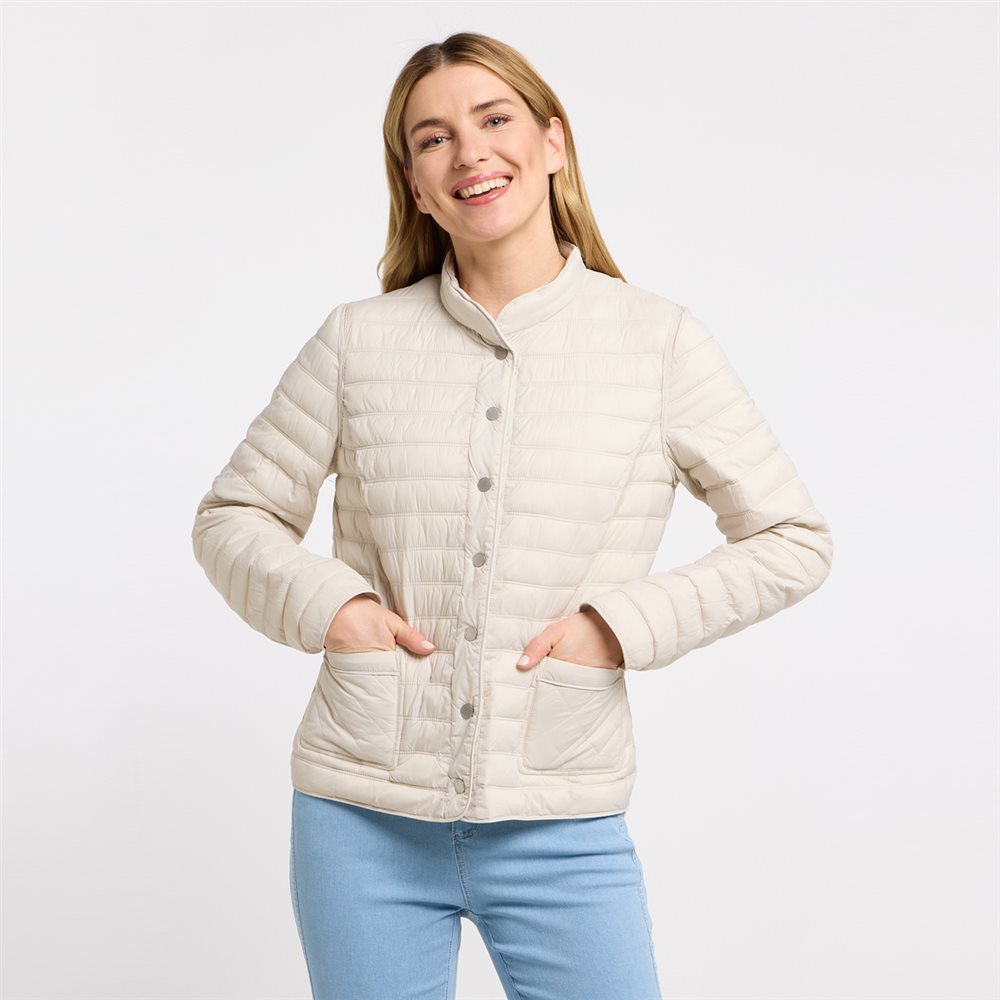 Barbara Lebek Reversible Printed Quilted Coat in beige