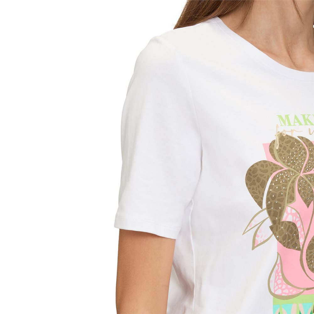 Betty Barclay Graphic Tee With Logo And Mixed Print in white