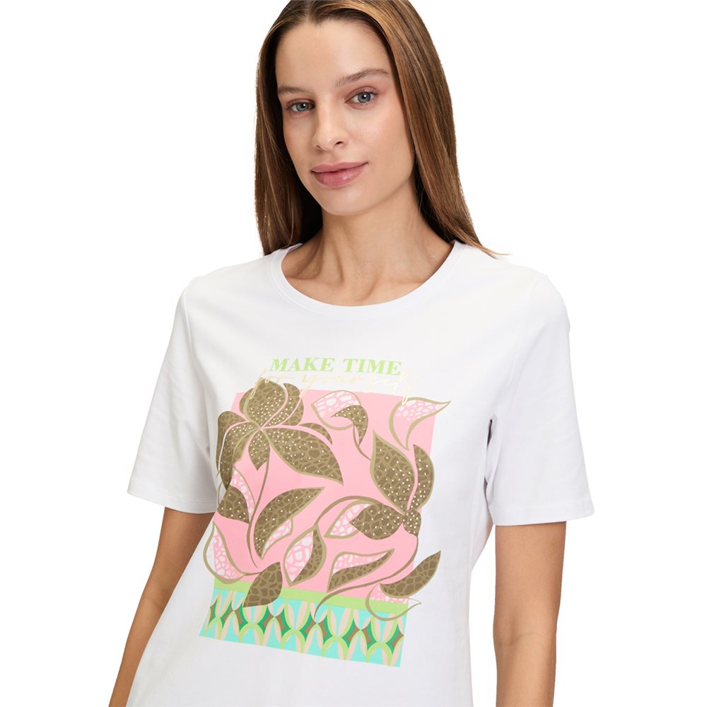 Betty Barclay Graphic Tee With Logo And Mixed Print in white