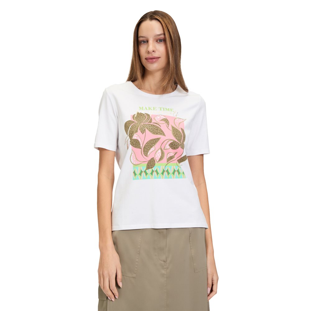 Betty Barclay Graphic Tee With Logo And Mixed Print in white