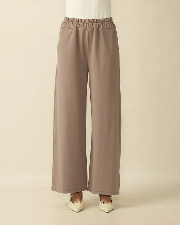deck wide leg trousers in taupe