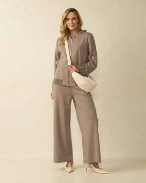 deck wide leg trousers in taupe
