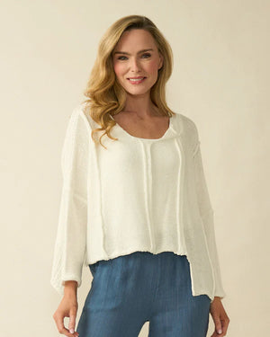 deck ribbed detail layer knit in cream