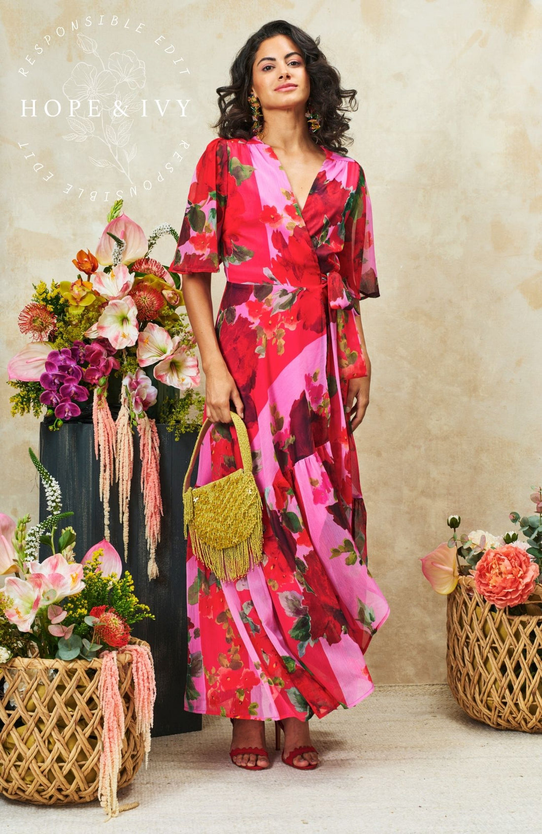 hope & ivy rosanna wrap dress in red – Lisa Baker Boutiques