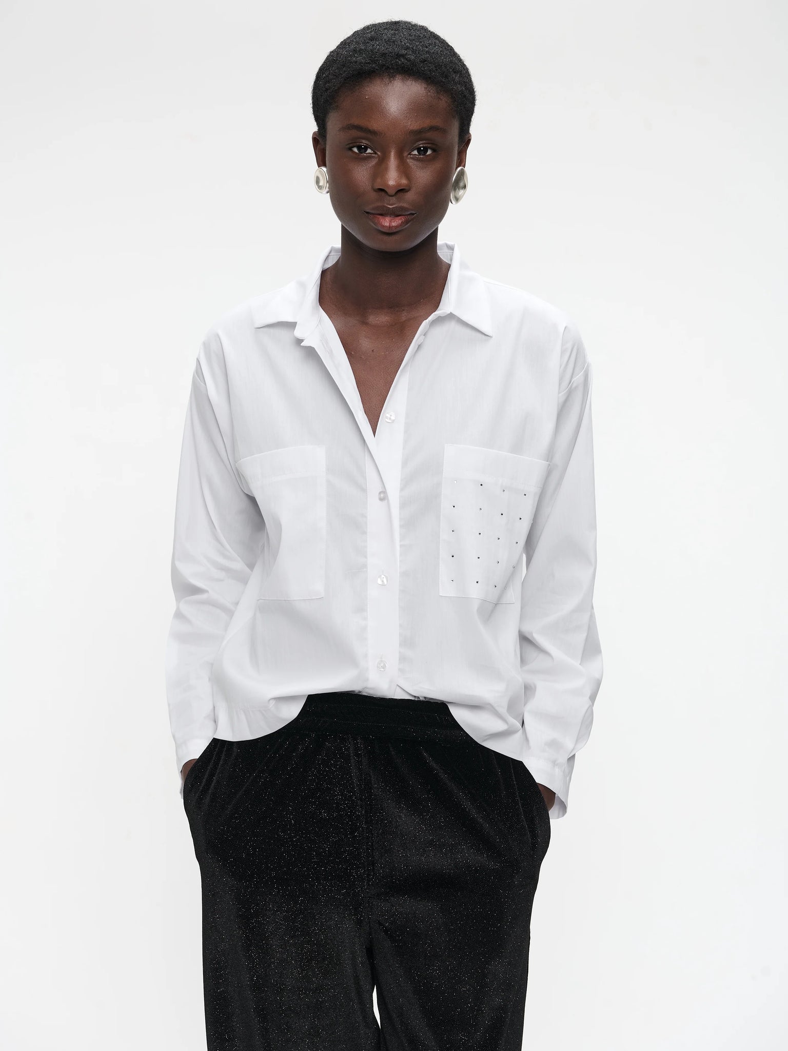jane lushka lorenza poplin blouse in white