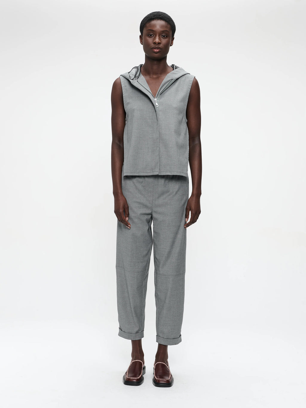jane lushka jazmin viscose vest in light grey