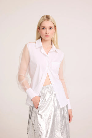 jane lushka santos poplin organza blouse in white (front)