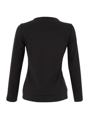 dolcezza drawstring neckline top in black
