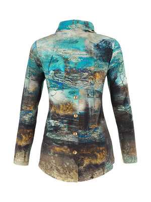 dolcezza artist print 'life's too short' highneck top in teal
