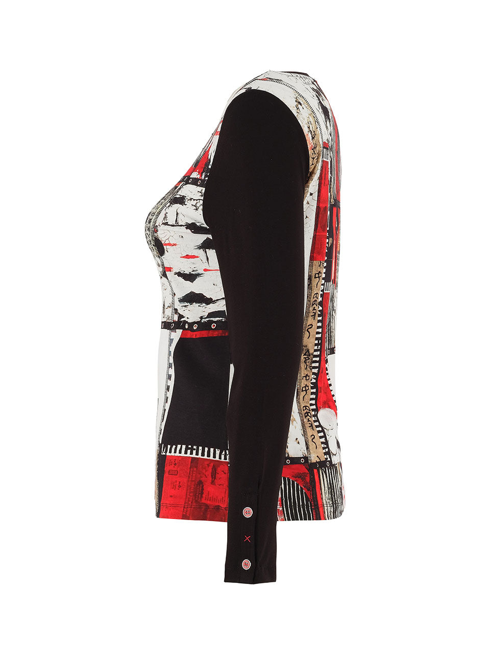 dolcezza artist print 'bookworm' top in black & red