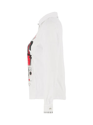 dolcezza arist print 'bookworm' shirt in white