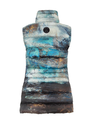 dolcezza artist print 'life's too short' gilet in teal