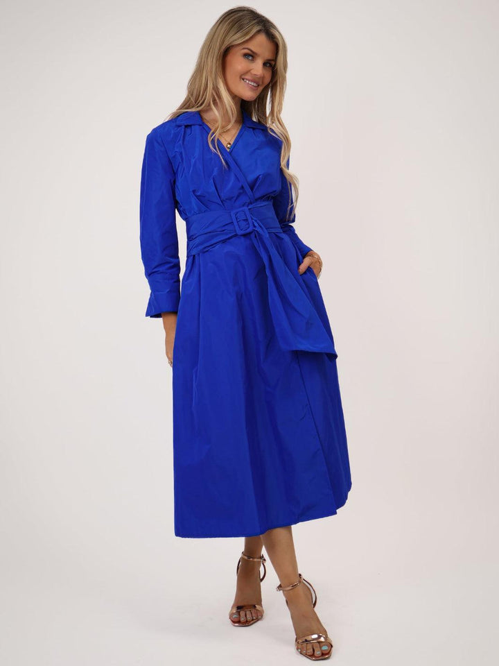 kate & pippa penelope taffeta dress in blue