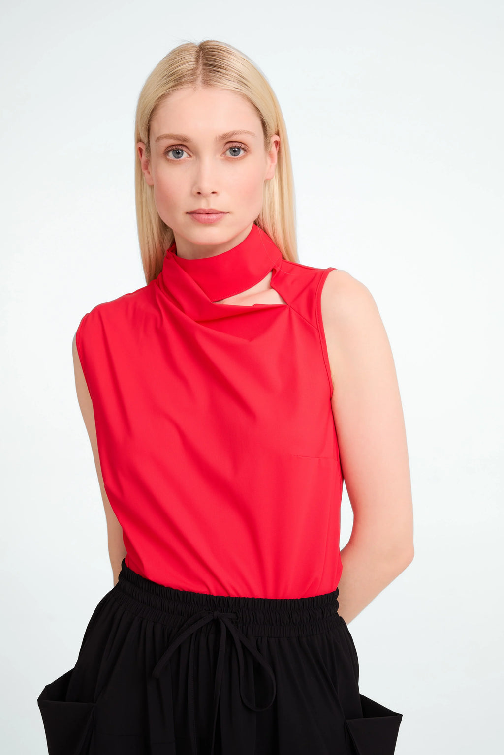 jane lushka naomi tech jersey top in red (front)