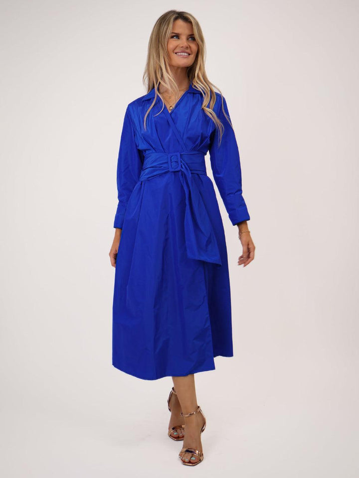 kate & pippa penelope taffeta dress in blue