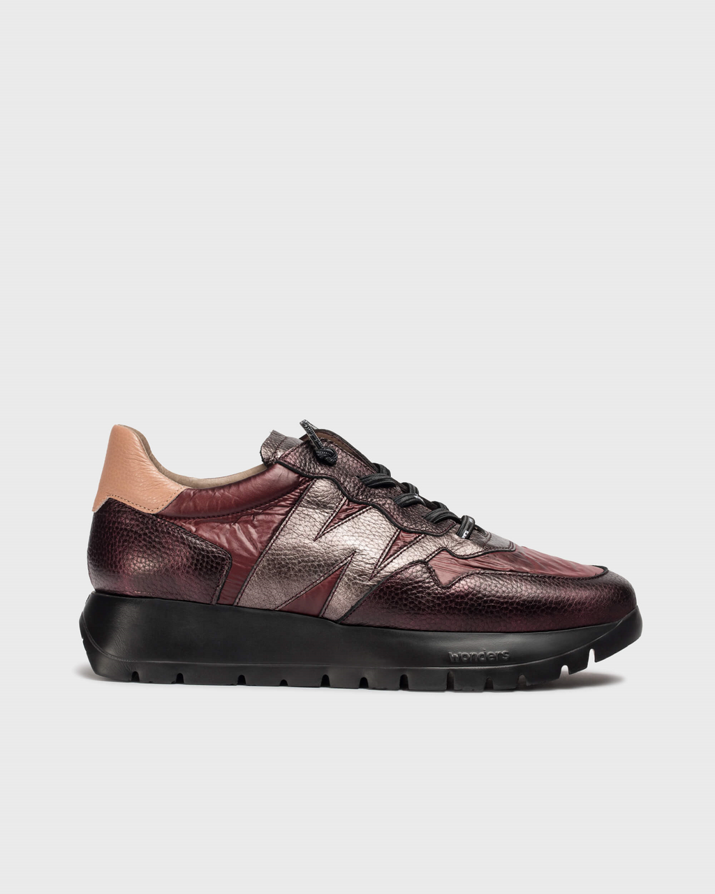 wonders odisei metallic sneakers in burgundy