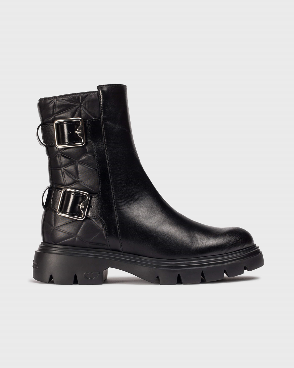 wonders bones buckle biker boots in black