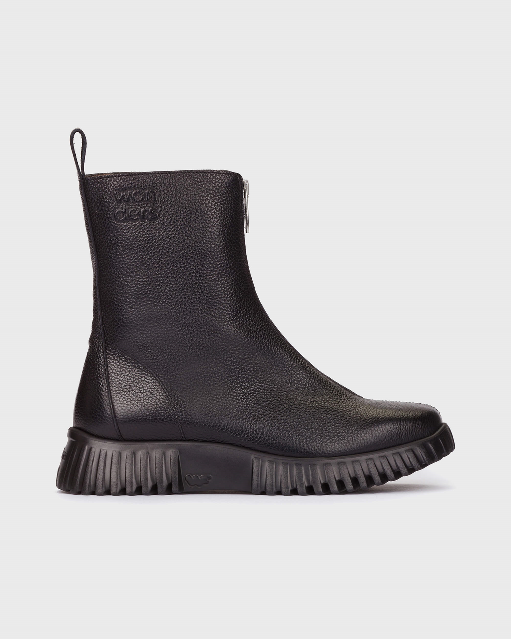 wonders flexfly zip front boot in black