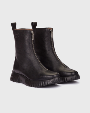 wonders flexfly zip front boot in black