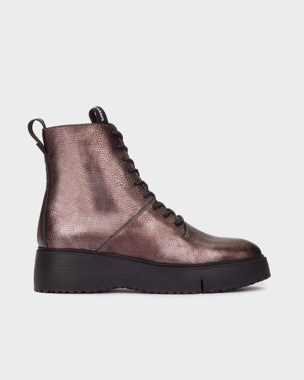 wonders metallic leather lace up boot in bronze