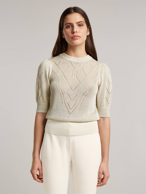 Beaumont Alex woven knit jumper with sparkle stitching in beige Product code BC81730241