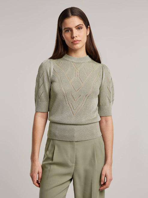 Beaumont Alex woven knit jumper with sparkle stitching in khaki Product code BC81730241