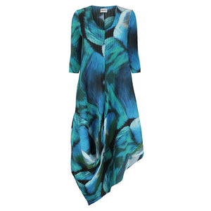 alquema draper dress in aqua bows (front)