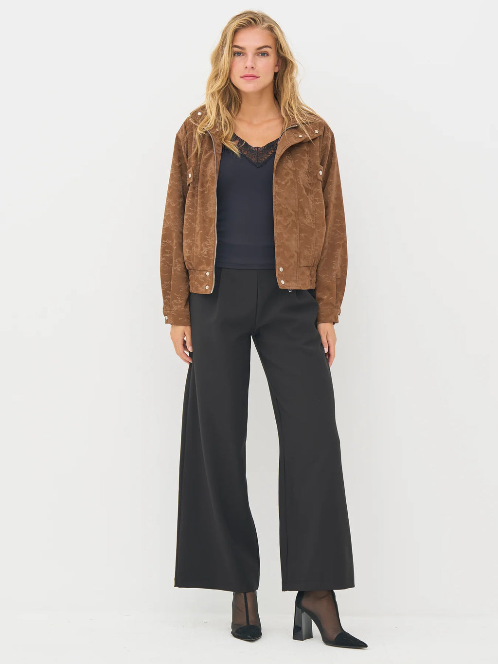 nu denmark badia wide leg trousers in black