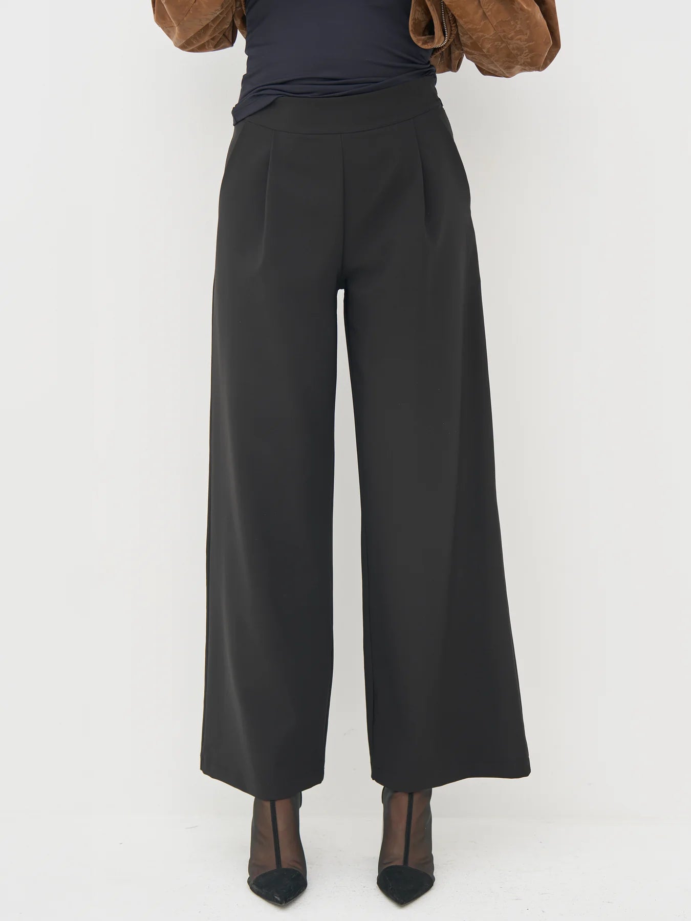 nu denmark badia wide leg trousers in black