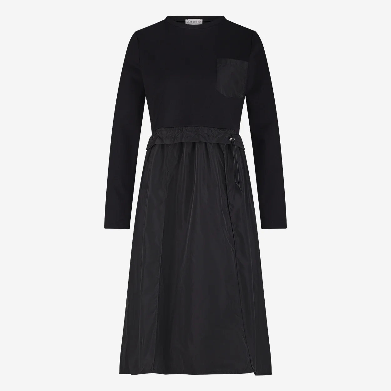 Jane Lushka Ester mix cotton taffeta dress in black