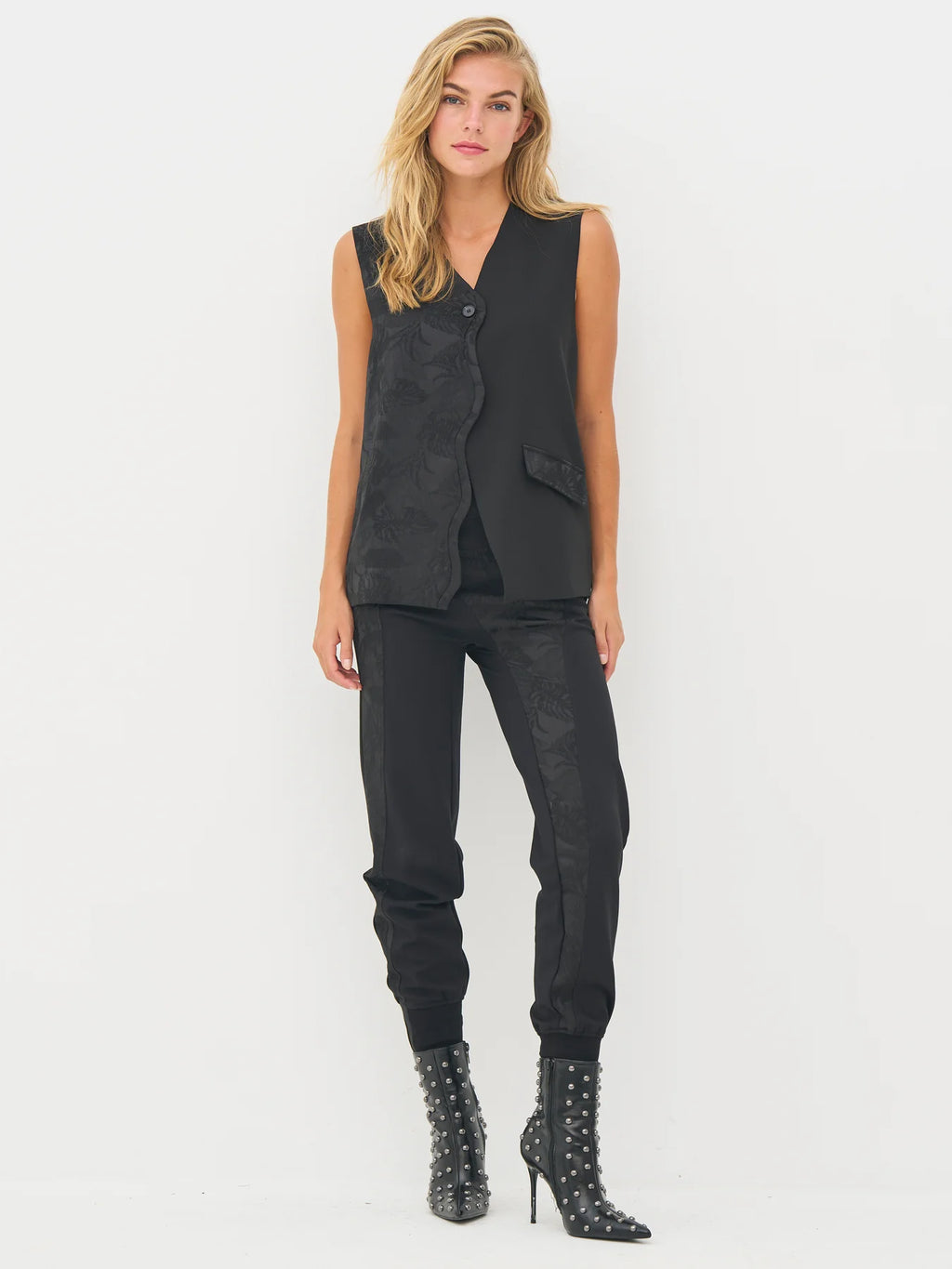 nu denmark becca lace vest in black