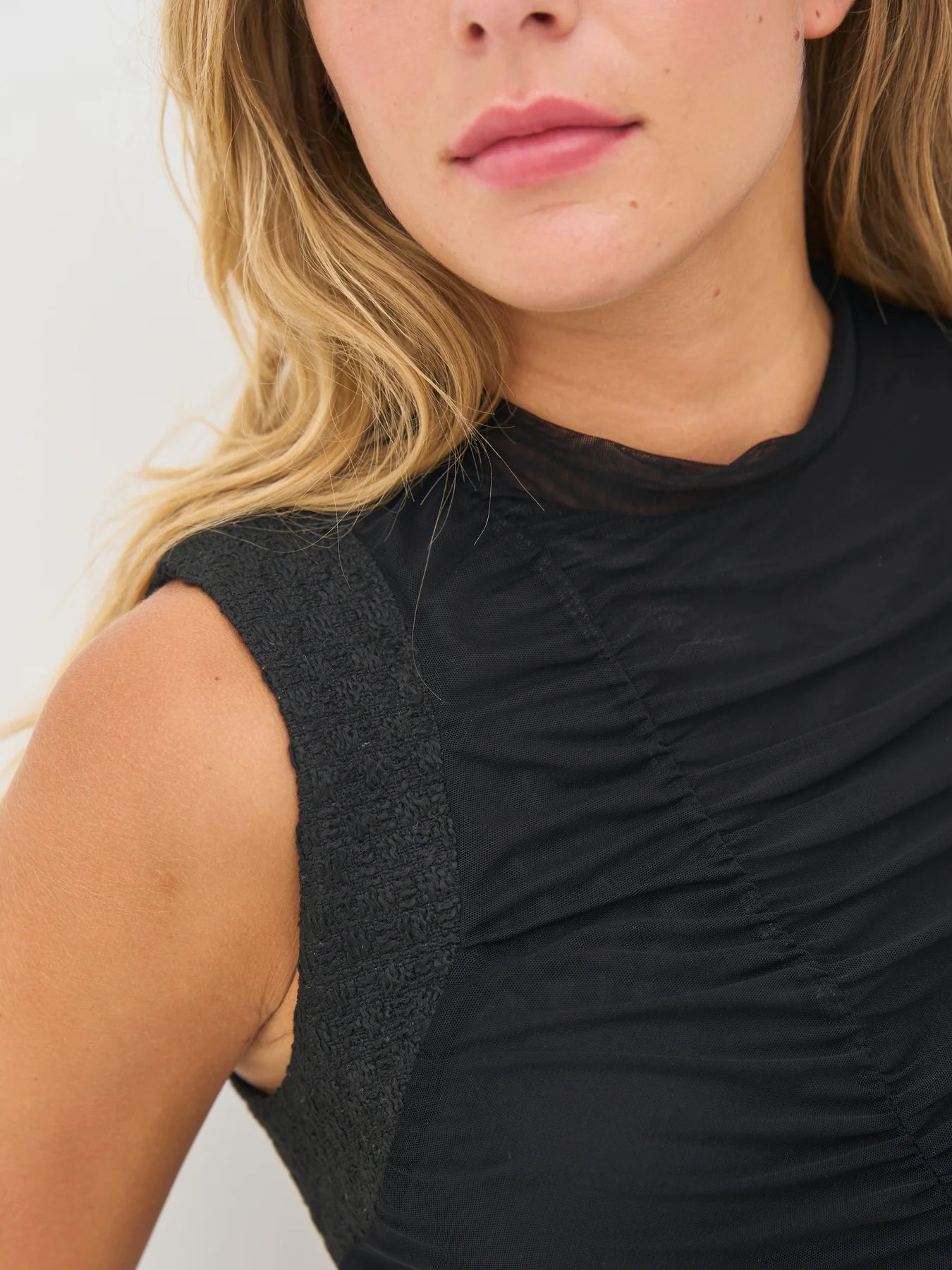 nu denmark beth ruched top in black