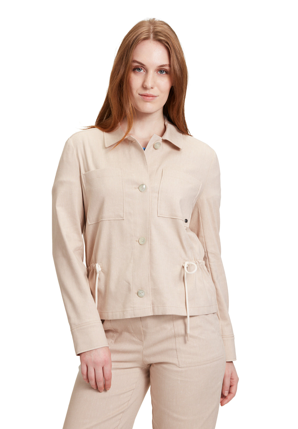 Betty & Co beige casual blazer jacket with drawstring waistline detail

Product code 4209/3351