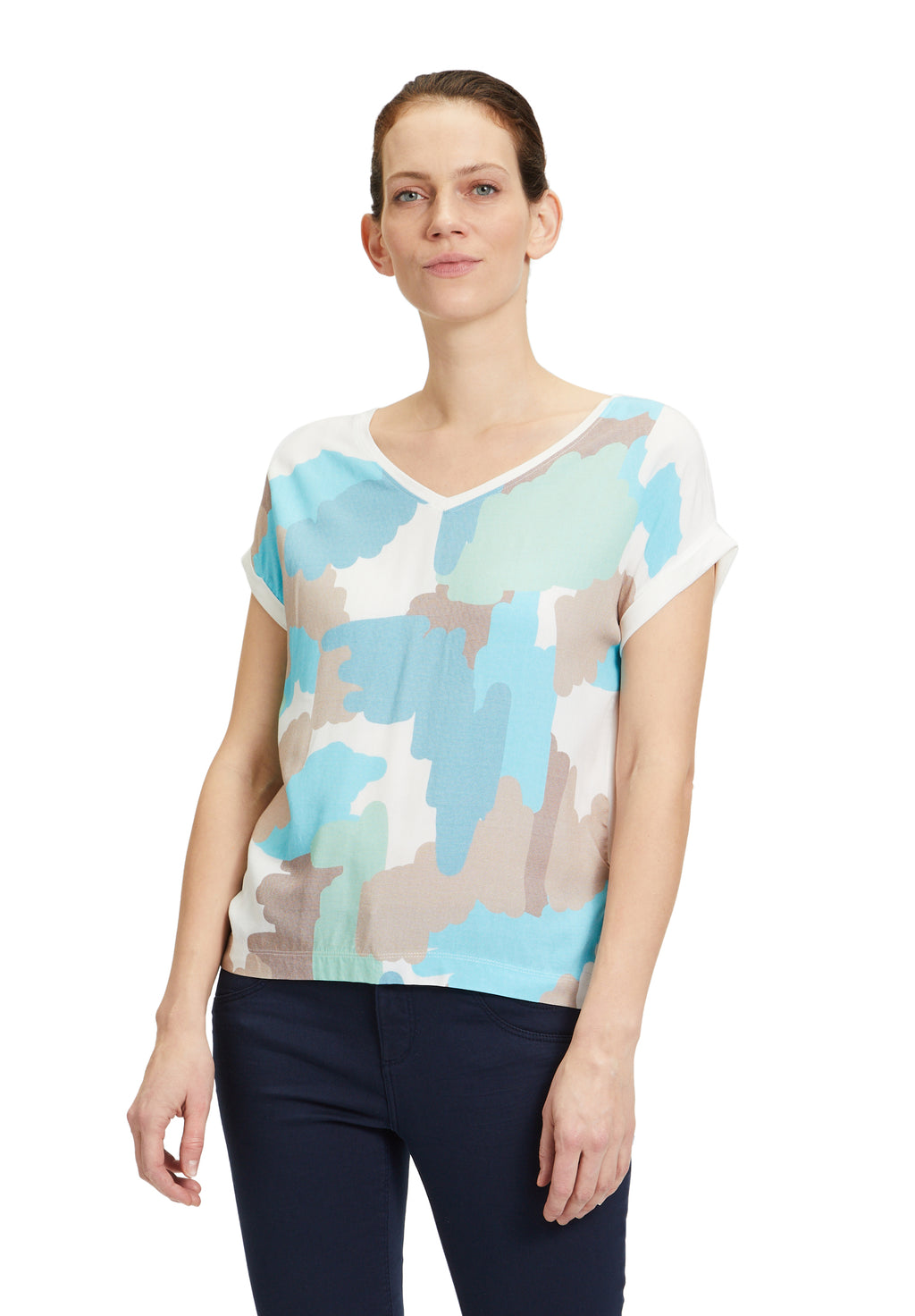 Betty & Co printed vneck top