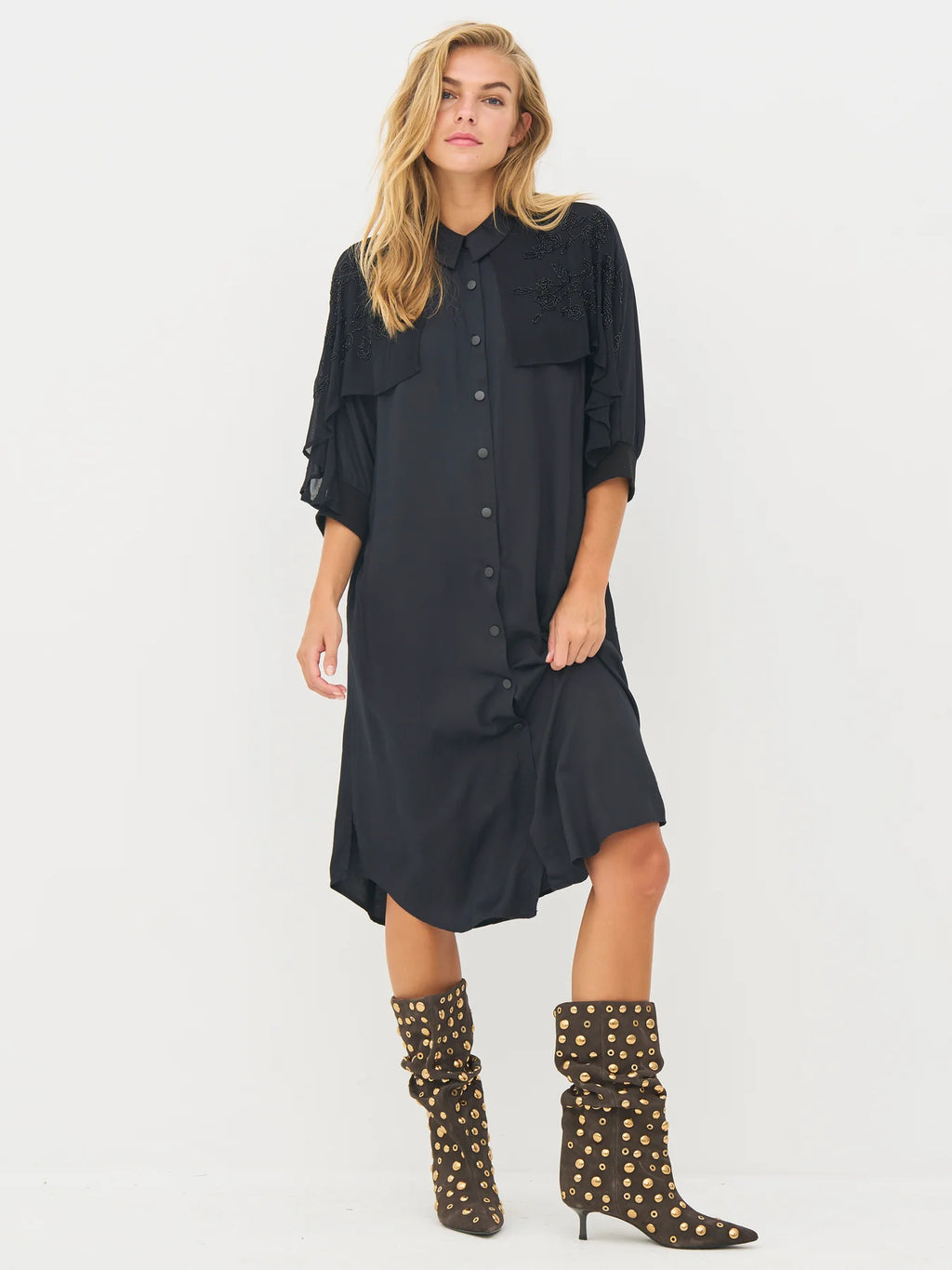 nu denmark bibi shirt dress in black